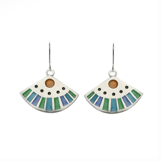 Enamel fan earrings
