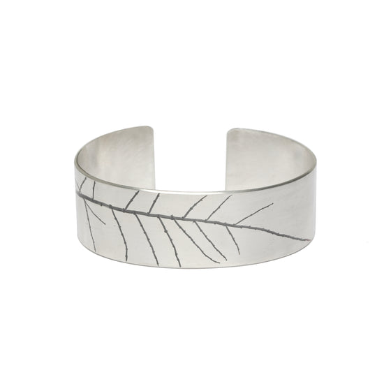 Branch print silver cuff bracelet