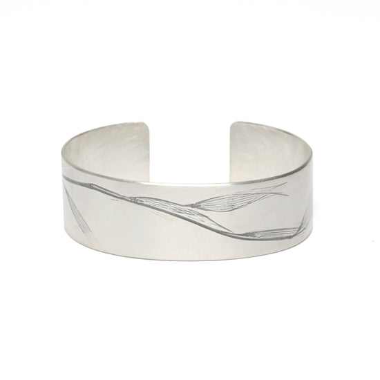 Wheat print silver cuff bracelet