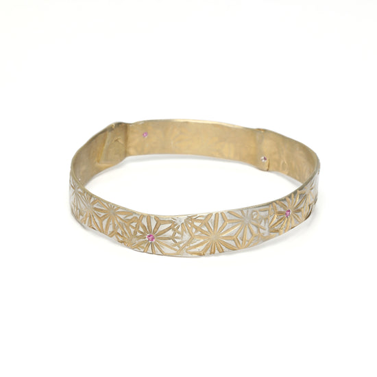 Japanese print bangle with rubies