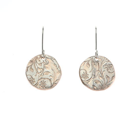 Large swirl print earrings with rose gold