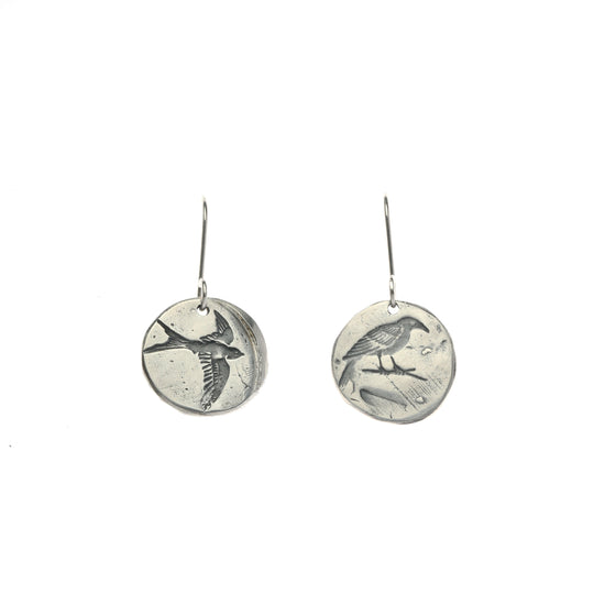 Large mismatched bird earrings