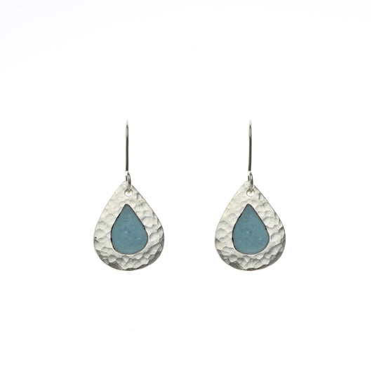 Enamel hammered drop earrings