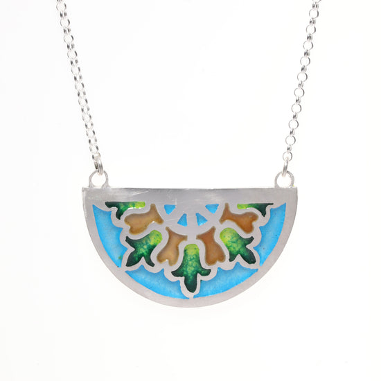 Enamel semi- circle pendant